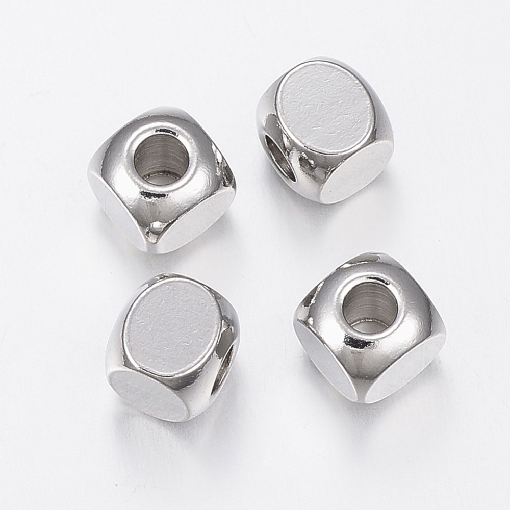 Cache noeud INOX argenté, cube, 6x6x6mm trou 3mm