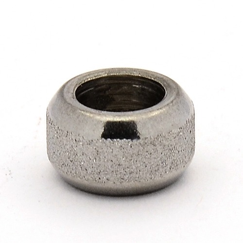 Cache noeud INOX argent, rondelle texturée, 11x6mm trou 6mm