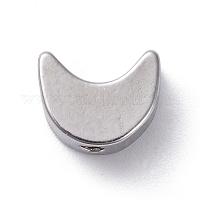 Perle en laiton plaqué platine, lune, 5.4x6.9x3mm, trou 1mm