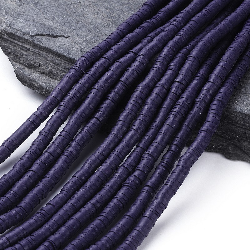 Perle Heishi polymère plat, rond, 6x1mm, trou 2mm, env. 400 pièces