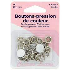 [9317385273938] Boutons PRESSION 11 MM COL BLANC X 6