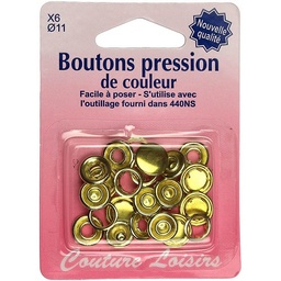 [440nr.gd] Boutons pression, couleur or, 11mm X 6