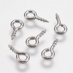 [CRO01NI] Piton en laiton argenté, piton à bord, 8x4x1mm, anneau 2mm