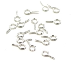 [CRO03] Piton en laiton argenté, piton à bord, couleur argent clair, 10x4x1mm, Trou 2mm