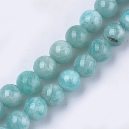 [S333B G-S333-6MM-022] Pierre Amazonite naturelle bleue grade A ronde 6mm trou 0.8mm