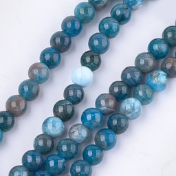 [X-G-S333-6mm-031] Pierre Apatite, naturelle, ronde, grade AB, 6mm, trou 0.8mm
