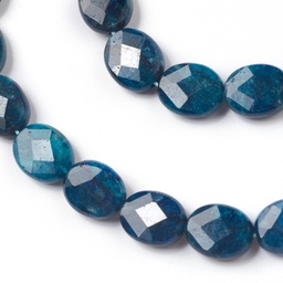 [APA16   G-I271-B05-8x10mm] Pierre Apatite, bleu naturel, ovale plate facette, 10x8x4mm, trou 0,8mm