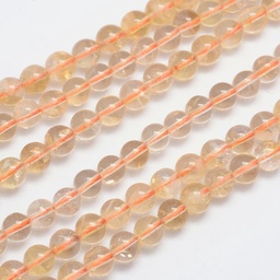 [G-L411-36-8mm  G-S281-53-8 mm] Pierre Citrine, naturelle grade AAA, ronde, 8mm, trou 1mm