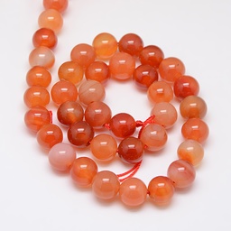 [1600   G-N0006-10MM-17] Pierre Cornaline naturelle orange grade A, ronde, 10mm, trou 1mm