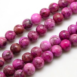 [9925 G-l145-6mm-03   G-L145-6mm-03-01] Pierre Hemimorphite, naturelle, rose violette, ronde 6mm, trou 1,2mm