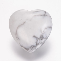 [E338] Pierre Howlite, naturelle, blanc, coeur, 13x25x25, trou 2mm