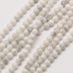 [825] Pierre Howlite, naturelle, blanche, ronde, 3mm, trou 0.8mm