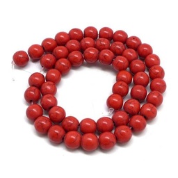 [6287  G-G904-8mm-03] Pierre Howlite, naturelle, teinte rouge, 8mm, trou 1mm