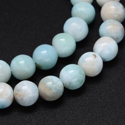 [G-O087-10-6mm] Pierre Larimar, naturelle, ronde, 6mm trou 1mm