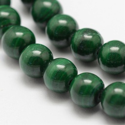 [G-F571-27AB2-6mm] Pierre Malachite, naturelle, verte, ronde, 6mm, grade B, trou 0,7mm, l'unité