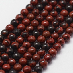 [N0189] Pierre Obsidienne Mahogany, naturelle, acajou, ronde, 3mm, trou 0.5mm