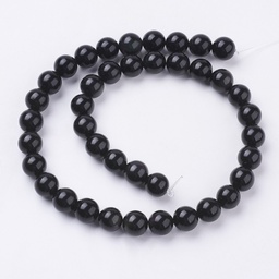 [1611] Pierre Obsidienne, naturelle, noire, grade AA, ronde, 10mm, trou 1mm