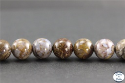 [GR12] Pierre Pietersite, naturelle, beige, ronde, 12mm, trou 1mm