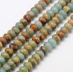 [847B] Pierre Serpentine, naturelle, marbrée bleu, plate ronde, 4x2mm trou 1mm