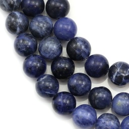 [1645    G-J346-24-10mm] Pierre Sodalite, naturelle, bleue, ronde, 12mm trou 1mm