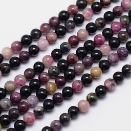 [1356] Pierre Tourmaline, naturelle, nuances mauve/noir, ronde, 6mm trou 1mm