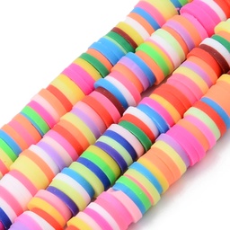 Perle Heishi polymère plat, rond, 6x1mm, trou 2mm, env. 400 pièces