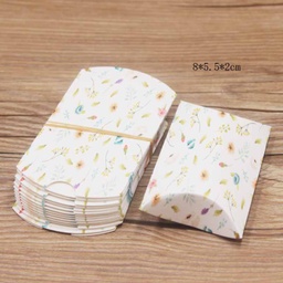 [CON-J002-S-07B] Coffrets cadeaux en papier carton blanc fleurs 8x5.5x2cm