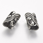 [6671] Apprêt cuir, tube, acier inoxydable, couleur argent, 20x12mm, trou 8mm