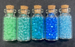 [KITF] Kit de perles en verre diam 3 mm, 5 fioles de 3cm (env. 175 perles au total), coloris variés