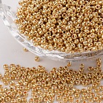 [Q0031 SEED-A017-2mm-1107] Perles de rocaille opaques taille 2 mm, trou 1 mm, sachet d'env. 30 gr, Doré