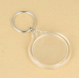 [1385] Porte clefs pour photo, transparent rond 35mm, anneau double 25mm