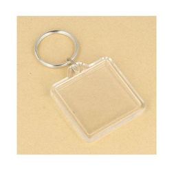 [5475] Porte clefs pour photo, transparent carré 35x35mm, anneau double 25mm