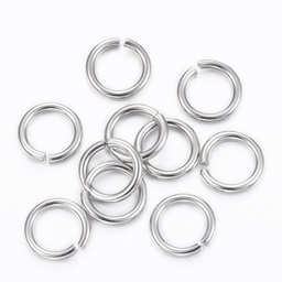 [H555   STAS-H555-05P] Anneau simple ouvert INOX argenté, 8x1mm, l'unité