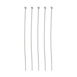 [X-RP0.6x70mm] Tige en laiton, couleur platine, avec boule, 70x0,6 mm, boule 1,5 mm