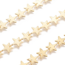 [CHAIN24G  Chc-i031-24g] Chaîne en laiton doré, plaqué or 18k, étoile, 11x8x0,5mm, au mètre