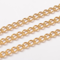 [CHAI24G   Chs-h007-24g] Chaîne INOX doré, placage ionique, torsadé, 5x3,5x0,8mm, au mètre
