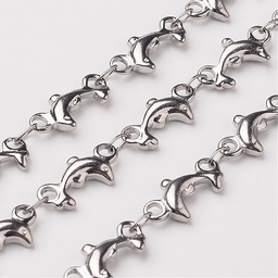 [1043   CHS-K001-39] Chaîne en INOX, dauphin 12x6x2mm au mètre