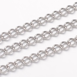 [CHAI24P CHS-H007-24P] Chaîne INOX, torsadée, couleur argent 5x3,5x0,8mm, au mètre