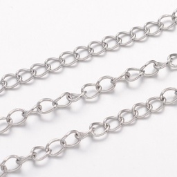 [CHS-H007-25P] Chaîne en INOX argent maille gourmette 4x3x0,6 mm au mètre