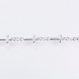 [CHAIL] Chaîne INOX couleur argent, avec croix, 13x5x1.5mm au mètre