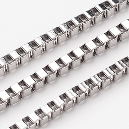 [C376  CHS-K001-34B] Chaîne INOX, couleur argent, carré 3x3mm au mètre