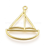 [Q351] Pendentif, voilier en laiton plaqué or, 34.5x30.5x2mm, trou 2.5mm