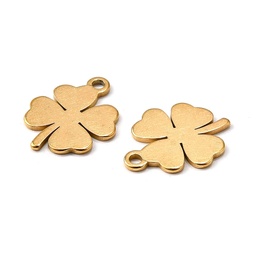 [STAS-L191-17G] Pendentif INOX doré, placage ionique, plaqué or 18k, trèfle, 14,5x11,5mm, trou 1,5mm, l'unité
