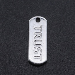 [PEND88] Pendentif INOX argenté, ovale &quot;trust&quot;, 16x6x1mm trou 1.4mm