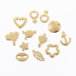 [BRELO53 STAS-H557-53G] Pendentif INOX doré, formes mixtes, env. 7x5mm