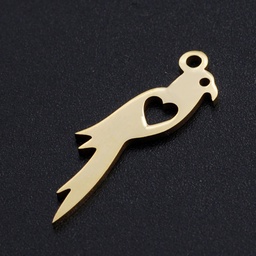 [PEND78] Pendentif INOX doré, oiseau de coeur, 25x7x1mm, trou 1.5mm