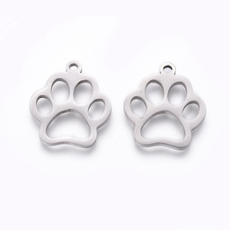 [PEND03   STAS-F231-044P   STAS-UN0007-09P] Pendentif, patte de chien en INOX argenté,18x16x1,5mm, trou 1,6mm