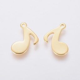[5370] Pendentif INOX doré, note de musique, 12x12mm trou1mm
