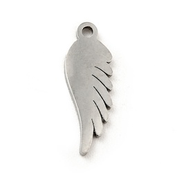 [5321 STAS-E159-06P] Pendentif INOX argenté, aile, 3.5x4.5x0.8mm, Trou: 1mm