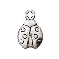 [1885] Pendentif en laiton argenté, coccinelle, 12x10mm, trou 2mm